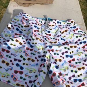 Michaels Blue Swim Trunks with Neon Logo